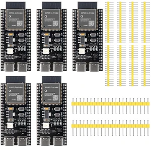 5PCS ESP32-S3-devkitc-1-N16R8 Development Board,ESP32-S3 with WiFi and Bluetooth 5.0, Dual-Core 240MHz MCU, Compatible with Arduino IDE and MicroPython 5PCS ESP32-S3-devkitc-1-N16R8 Development Board,ESP32-S3 with WiFi and Bluetooth 5.0, Dual-Core 240MHz MCU, Compatible with Arduino IDE and MicroPython