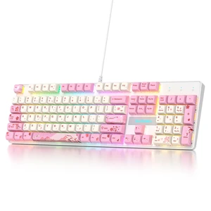 surmen Full Size Pink Keyboard with Number Pad, 104 Keys RGB Wired Mechanical Gaming Keyboard Backlit with PBT Keycaps Linear Red Switch for Laptop Desktop PC Gamers104 Ying surmen Full Size Pink Keyboard with Number Pad, 104 Keys RGB Wired Mechanical Gaming Keyboard Backlit with PBT Keycaps Linear Red Switch for Laptop Desktop PC Gamers104 Ying