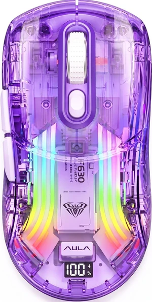 Attoe Cute Transparent Mouse, Tri-Mode Wireless, RGB Charging Dock, Purple Attoe Cute Transparent Mouse, Tri-Mode Wireless, RGB Charging Dock, Purple