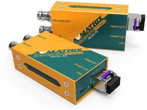 AVMATRIX FE1121 12G-SDI Fiber Optic Extender, 10km Transmission Distance, 12G/6G/3G-SDI Input & Loop Out On Transmitter, Dual 12G-SDI Outputs On Receiver, SFP/LC Fiber Transmitter & Receiver AVMATRIX FE1121 12G-SDI Fiber Optic Extender, 10km Transmission Distance, 12G/6G/3G-SDI Input & Loop Out On Transmitter, Dual 12G-SDI Outputs On Receiver, SFP/LC Fiber Transmitter & Receiver