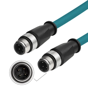 ZBLZGP M12 4-Pin D-Code Profinet Cable (1M, Male to Male), IP67 Shielded Cat5e Industrial Ethernet Cable for Omron, Sick, Baumer Encoder, Sensor, Camera & PLC, Teal PVC ZBLZGP M12 4-Pin D-Code Profinet Cable (1M, Male to Male), IP67 Shielded Cat5e Industrial Ethernet Cable for Omron, Sick, Baumer Encoder, Sensor, Camera & PLC, Teal PVC