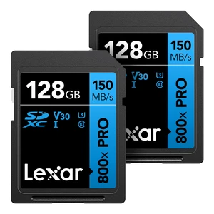 Lexar 128GB 2-Pack 800x PRO SD Memory Card, 150MB/s Read, 4K, V30, UHS-I Lexar 128GB 2-Pack 800x PRO SD Memory Card, 150MB/s Read, 4K, V30, UHS-I