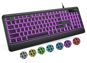 Luzarriba Backlit Computer Keyboards, Wired USB LED Keyboard with 7 Colors Backlight, Plug and Play, Waterproof, Full Size Quiet Computer Keyboard for Windows Desktop, PC, Laptop, Gaming Luzarriba Backlit Computer Keyboards, Wired USB LED Keyboard with 7 Colors Backlight, Plug and Play, Waterproof, Full Size Quiet Computer Keyboard for Windows Desktop, PC, Laptop, Gaming
