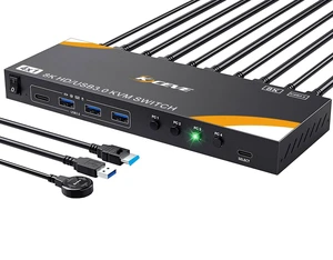 8K KVM Switch 1 Monitor 4 Computers 8K@60Hz 4K@120Hz, HDMI KVM Switch with 3 USB 3.0 Ports for 4 Computers Share 1 Monitor Keyboard Mouse Printer, with 2 USB Cables and Controller 8K KVM Switch 1 Monitor 4 Computers 8K@60Hz 4K@120Hz, HDMI KVM Switch with 3 USB 3.0 Ports for 4 Computers Share 1 Monitor Keyboard Mouse Printer, with 2 USB Cables and Controller