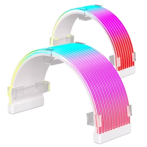 RGB Cable Extension PC Kit, RGB PC Cables Extension, Flexible ARGB Lighting Sleeves,Fits 8Pin/24Pin Cover for Motherboard and GPU PC Cables, 5V 3Pin ARGB SYNC, RGB PSU Cables White RGB Cable Extension PC Kit, RGB PC Cables Extension, Flexible ARGB Lighting Sleeves,Fits 8Pin/24Pin Cover for Motherboard and GPU PC Cables, 5V 3Pin ARGB SYNC, RGB PSU Cables White