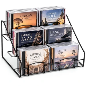 Frcctre 3-Tier CD Storage Holder, Metal DVD/CD Display Stand Organizer Rack Frcctre 3-Tier CD Storage Holder, Metal DVD/CD Display Stand Organizer Rack