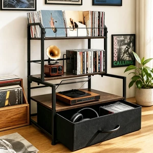 Xykzra CD Storage Rack with Player Stand, 3-Tier Desktop Media Organizer Xykzra CD Storage Rack with Player Stand, 3-Tier Desktop Media Organizer