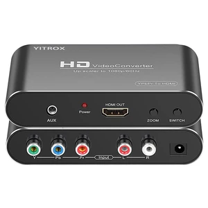 Component to HDMI Converter Upscaler Scaler, YPbPr to HDMI Converter Support 1080P for Wii, PS2, PS3, Xbox 360, Blu ray Player, DVD and More Component to HDMI Converter Upscaler Scaler, YPbPr to HDMI Converter Support 1080P for Wii, PS2, PS3, Xbox 360, Blu ray Player, DVD and More