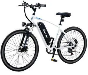 Narrak Electric Mountain Bike for Adults 26" Step-Over Commuting Ebike for Men Women with Peak Power 540W, 374WH Removable Battery, LCD Display, 7 Gears & Front Shock Absorber (Step Over - White)