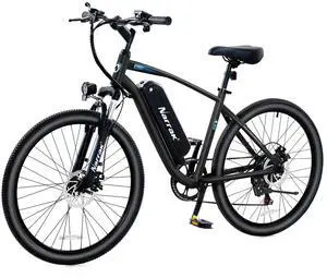 Narrak Electric Mountain Bike for Adults 26" Step-Over Commuting Ebike for Men Women with Peak Power 540W, 374WH Removable Battery, LCD Display, 7 Gears & Front Shock Absorber (Step Over - Black)