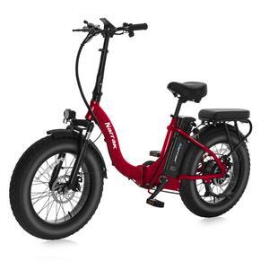 Fat Tire Folding Electric Bike, 48V & 624Wh Lithium Removable Battery, Peak 1100W Brushless Motor, Max Speed 28Mph, M5 Large LCD Display, Suspension, Step-Over/Thru Frame Step-thru Red