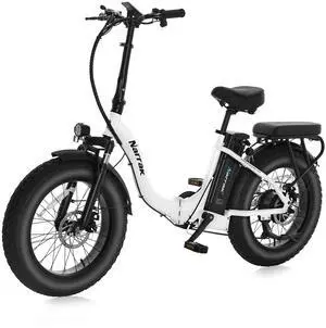 Fat Tire Folding Electric Bike, 48V & 624Wh Lithium Removable Battery, Peak 1100W Brushless Motor, Max Speed 28Mph, M5 Large LCD Display, Suspension, Step-Over/Thru Frame Step-thru White