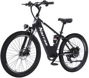 Electric Mountain Bike for Adults 26" Step-Over/Thru Commuter Ebike for Men Women, 1100W Peak Motor, 500Wh Removable Battery, LCD Display, 7-Speed, Front Suspension