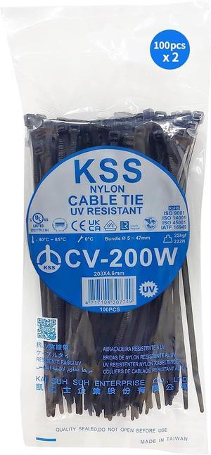 Kss Zip Ties Outdoor 200 Pack Uv Resistant Cable Ties Heavy Duty Zip Tie 8 Inch Black Small Zipties Multi-Purpose Zip Ties With 50 Pounds Tensile Strength For Indoor And Outdoor Use