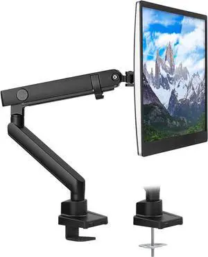 Single Monitor Arm Mount | Premium Monitor Desk Stand | Articulating Mechanical Spring Arm | Fits 24 27 30 32 Inch VESA 75 100 Compatible Computer Screen | C-Clamp and Grommet Bases