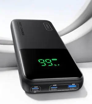 INIU 140W Power Bank, Compact 25000mAh High Capacity Laptop Portable Charger, USB C in&Out Tablet Powerbank, Smart Digital Display Phone Charger for iPhone 16 15, Samsung, iPad, MacBook, Laptop etc.
