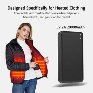 5V2A 20000mAh Battery Pack for Heated Vest Heated Jacket Power Bank for Heating Electric Vests Jackets Coat Hoodies Battery Pack for Man Women Heated Clothing (Not suit for 7.4V Heated Clothing)