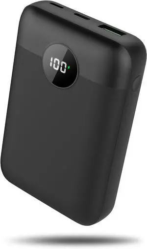 Heated Vest Battery Pack, 5V 2A Power Bank for Heated Jacket, Pants, Stadium Seats, 10000mAh Small LED Display Fast Charging Portable Charge for Heated Clothing, Camping Chair(Black, 10000mAh)
