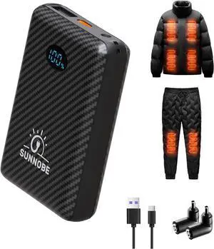 12000mah Heated Vest Battery Pack Compatible with ORORO and Venustas, Battery Pack for Heated Vests, Jackets, Pants, and Hoodies, Rechargeable Power Bank with LED -Not for 5V USB Heated Devices