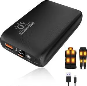 16000mah Heated Vest Battery Pack Compatible with ORORO and Venustas,Portable Power Bank with DC/USB/Type-C 7.4V/5V Output and LED Display for Heated Vest,Jacket,Pant,Blanket