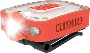 Claymore Capon 40B (Red) - LED Rechargeable Clip-On Cap Headlamp, Lightweight Hat Light for Camping, Running, Hiking, Emergency & Industrial Use, Waterproof, USB-C, Up to 12 Hours of Battery Life.