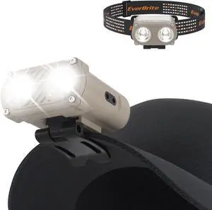 EverBrite Hat Lights Clip On Rechargeable Headlamp with Motion Sensor, 3 Models LED 180° Adjustable Head Lamp to Wear and Clip for Hard Hats, Outdoor Headlight with Red Light for Running, Camping