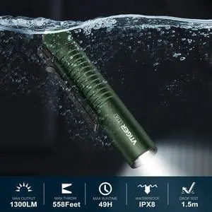 VTIGER T1A Mini Pocket EDC Flashlight with Clip,1300 Lumen Compact AA Rechargeable LED Little Flashlights, Super Bright Tail Switch Small Flash Light with Magnet for Camping,Hiking,Outdoor,Emergency