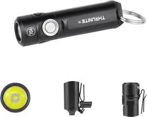ThruNite Ti Keychain Flashlight, Customized Edition with 704 Tactical, 650 Lumens USB-C Rechargeable Compact Pocket Light with Magnetic Tailcap, for Camping, Everyday Carry (Black Cool White)