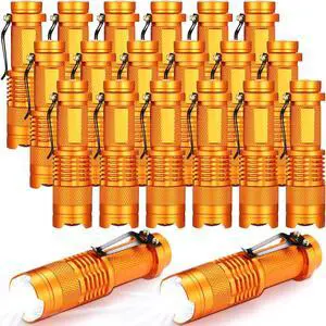 Fumete 20 Pieces LED Flashlight Mini 3 Mode Tactical Torch Small Water Resistant Pocket Flash Light Adjustable Focus Light Pen for Men, Father, Indoor Outdoor Hiking(Orange)