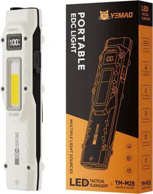 Flat Flashlights Rechargeable Small Tactical Flashlight with Clip,Stainless Steel EDC Led Light with Digital Display,880 Lumen Pocket Flashlight Dual-Switches13 Modes for Home Use,Outdoor and Work