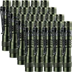 Beieverluck 20 Pack Pen Light Flashlight Mini Small Flashlight with Clip Waterproof LED Pocket Pen Flashlights for Camping, Inspection, Work, and Emergency(Small,Green)