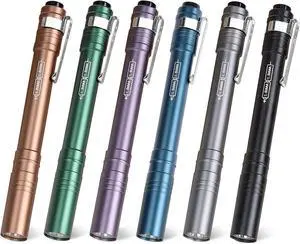 FASTPRO 6-Pack Pen Light, Aluminum LED Penlights with Batteries Included & Pre-Installed, Pocket Pen Flashlight for Inspections, Repairs, Camping and Emergencies