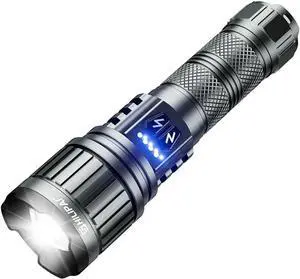 5000mAh Rechargeable High Lumens Flashlight with Warm/White Light - 11 Modes Zoomable Tactical, Waterproof for Camping, Emergency, Outdoor Travel