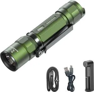 EW01 Waterproof AA EDC Flashlight Small Pocket Work Light Rechargeable 90+ CRI 700 Lumens High Brightness for Daily, Emergency (Green)