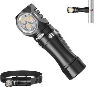Wurkkos Flashlight Rechargeable 1200 Lumens Small Flashlights with Magnet - HD10 Right Angle Flashlight with Anduril 2.0 RGB UI, IP68 Pocket Flash Light for Headlamp Use,Working,Hiking,Climbing-4000K
