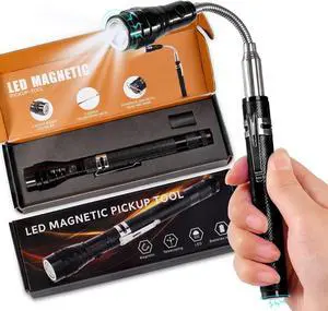 Magnetic Flashlight Gifts for Men Stocking Stuffers for Men Adults Pickup Tool Cool Extendable Magnet Telescoping Gadgets Christmas Birthday for Dad Him Husband Boyfriend Grandpa Handyman Mechanics