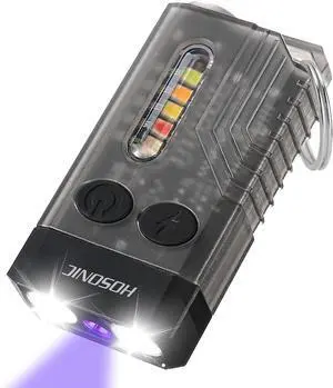 E9 Small EDC Flashlight Powerful, Bright Rechargeable Mini Keychain Flashlights with 365nm UV Red Blue Light 12 Modes, Magnetic Flash Light IPX4 Waterproof