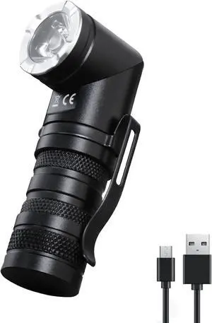 HAUTMEC 1400 Lumen Rechargeable Flashlights LED EDC Flashlight with 90 Degree Flashlight Swivel Head 5 Modes Pocket Flashlight Magnetic Base for Camping, Working, Outdoor, Hiking, Emergency