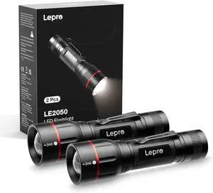 Lepro LED Flashlight with Clip, LE2050 Flashlight High Lumens, 5 Lighting Modes, Zoomable, Waterproof, Lightweight Flashlights for Emergencies,Camping, Powered by AAA Battery, 2 Pack Lepro LED Flashlight with Clip, LE2050 Flashlight High Lumens, 5 Lighting Modes, Zoomable, Waterproof, Lightweight Flashlights for Emergencies,Camping, Powered by AAA Battery, 2 Pack