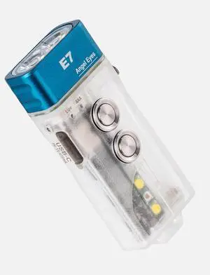 RovyVon E7 EDC Keychain Flashlight USB C Rechargeable - 4000K 95+ High CRI, 500 Lumens GITD Blue Small Flashlights Dual Power Compatible Replaceable AAA Battery (Sidelight: White/Red)