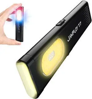 Pocket Flashlight Rechargeable EDC Flashlight, 675LM Dual Light Source with 7 Modes/Red & Blue Strobe, Clip-on Light, IPX4 Magnetic LED Flashlight for Emergency, Signaling/Cycling/Outdoor