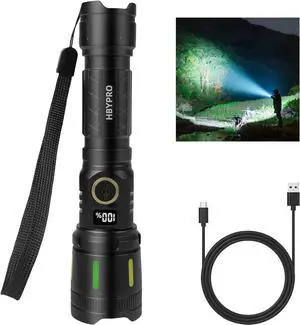 LED Flashlights High Lumens Rechargeable Premiun Aluminum Alloy Super Bright Flashlight Compact Handheld Flash Light with 4 Light Modes for Home Outdoor Emergency