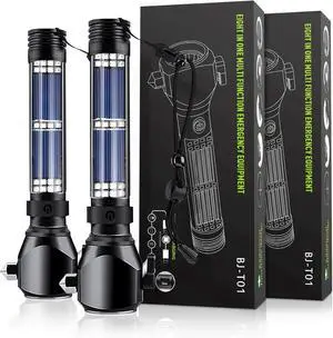 Delxo 2 Pack Tactical Flashlight, Rechargeable Flashlights,Waterproof Handheld Solar Powered Patriot Flashlights with LED Flash Light 2400mAh Battery for Emergency,Camping,Survival Gear,Road Trip