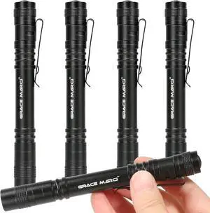 5PCS Mini Tactical Pen Flashlights, 200LM Waterproof Flashlights, 3 Modes Pocket Light with Clip5 Pack Small Led Light for Camping, Emergency Inspection and Repair