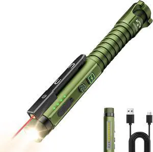 EDC Flashlight Rechargeable,800 Lumen Small Flashlight with Magnetic Clip & Base, 11 Modes LED Flashlight,Glass Breaker&Bottle Opener, USB-C Flashlight for Working,Home and Emergency