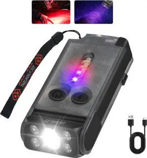 BORUIT V30 Rechargeable EDC Flashlight with 365nm Blacklight UV/Red Flashlight,Bright Keychain Lights with Clip and Magnet, 180° Rotatable Pocket Flashlight for Everyday Carry and Emergencies
