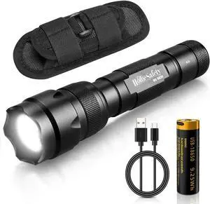 Home Safety 502F Small Tactical Flashlight with Holster, Zoomable Pocket LED Flashlight Duty Flash Light, IPX65 Waterproof, EDC Flashlight for Camping, Hiking, Emergency (3Modes)