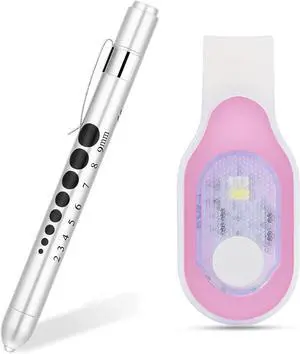 salipt A Set of Convenient LED Nurse Lighting Tools - Compact Pen Light with LED Pupil Gauge and Hands-Free Clip On Flashlight with Magnetic Grip, Ideal for Nurses and Outdoor Activities