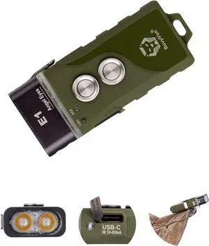 RovyVon Angel Eyes E1 Rechargeable EDC Flashlight USB C, 500 lumens High CRI Small Bright Keychain Flashlight Dual Power System Triple A Battery Flashlight for Daily Carry