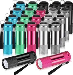 VIHOSE 20 Pcs Mini Flashlights Bulk, Bright Aluminum Handheld Flash Light with Lanyard Small LED Flashlights for Night Reading Emergency Hurricane Camping Hiking, Batteries Not Included(Stylish)